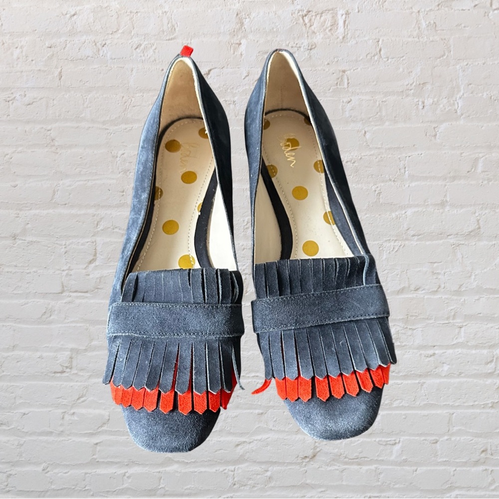 Boden Melody Fringed Loafers Navy/Red Size 8.5(39) - Picture 3 of 9